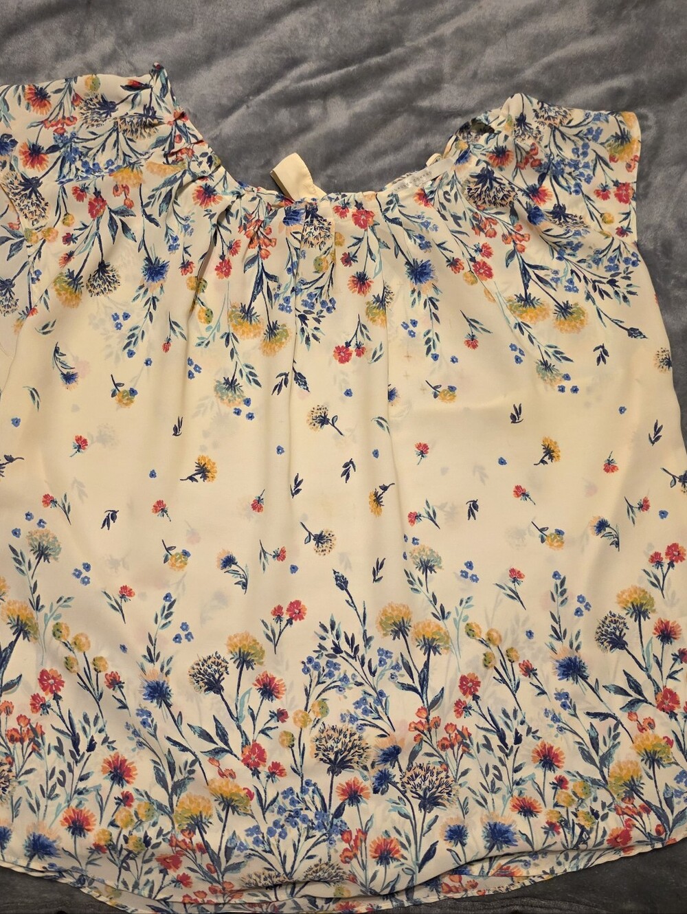 Women's Floral Cream Short-Sleeve Blouse